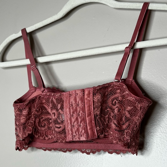 Sophie B. Lace Floral Push Up Underwire Sexy Lingerie Bra Pink Mauve 32 A - Picture 6 of 7
